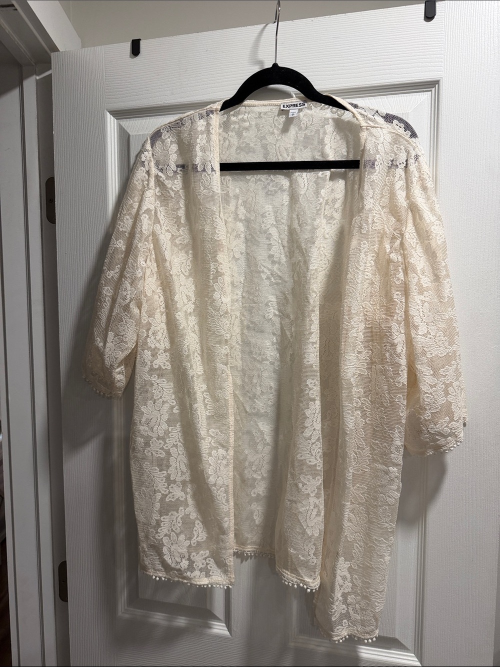 Express Cream Lace Kimono Cover-Up
